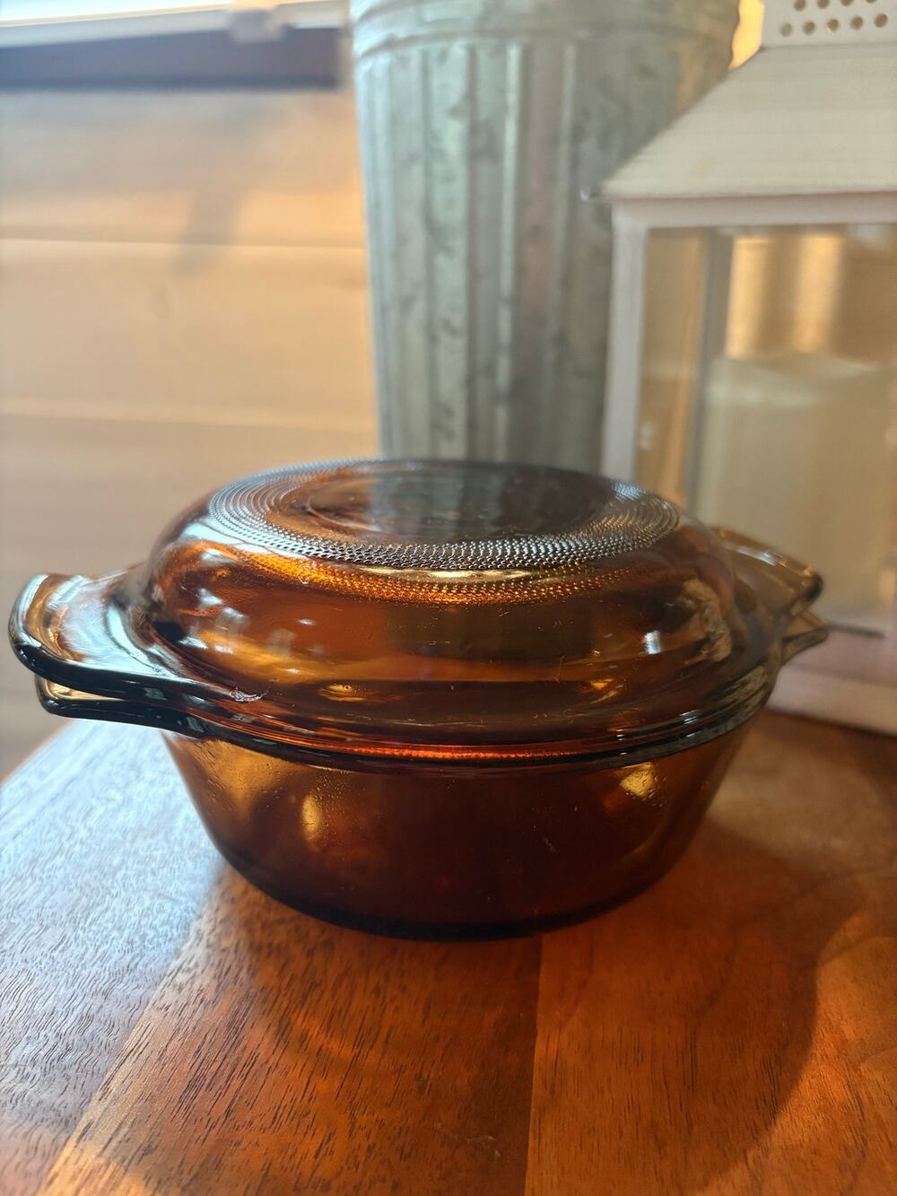 Vintage Fire King lidded glass bowl